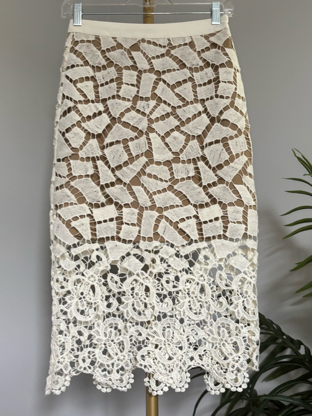 fab'rik Cream Crochet Lace Midi Skirt - Picture 3 of 16
